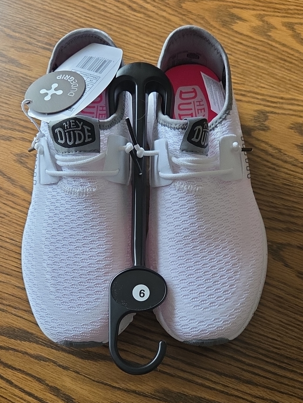 Hey Dude Women's White Knit Slip-On Sneakers with Pink Insoles - Picture 3 of 5